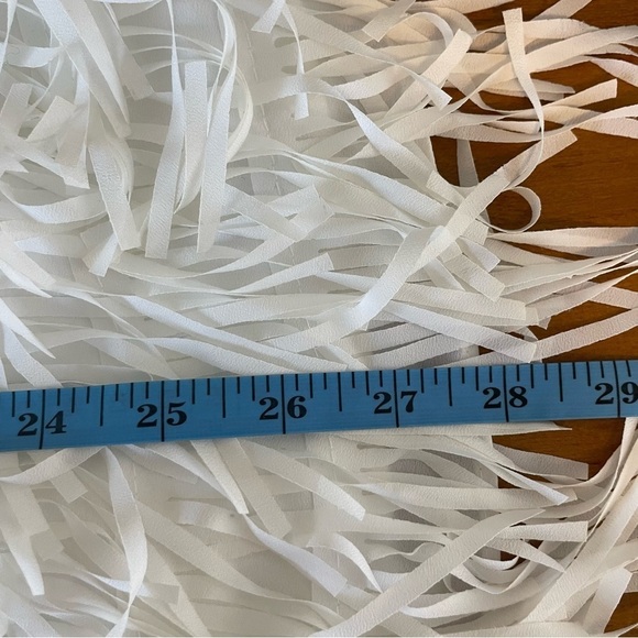 Aidan Mattox Fringed White Crepe Dress Womens 14 NWT - Picture 7 of 9